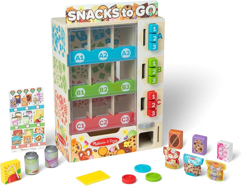 - Máquina Expendedora de Madera con 16 Piezas: Comida de Juguete, Monedas y Tarjeta - 6073586 - Juguetes Niños 3 años + - Regalo Niño 3 años + - Montessori