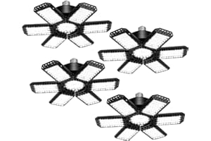 AUDLES 4 Pack LED Garage Light, 200W 20000LM 6500K LED Shop Lights, Garage Lights Ceiling Led with 6+1 Deformable Panels, Screw in E26/E27 Socket Bulb for Warehouse, Workshop, Basement, Barn Lighting