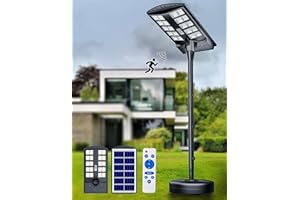JAYNLT 8500W Solar Street Lights Outdoor with 78" Tall Pole, 3000K/4000K/6500K 500000LM Solar Floor Lamps Dusk to Dawn, IP68 Waterproof Outdoor Pole Lights with Motion Sensor for Yard, Patio