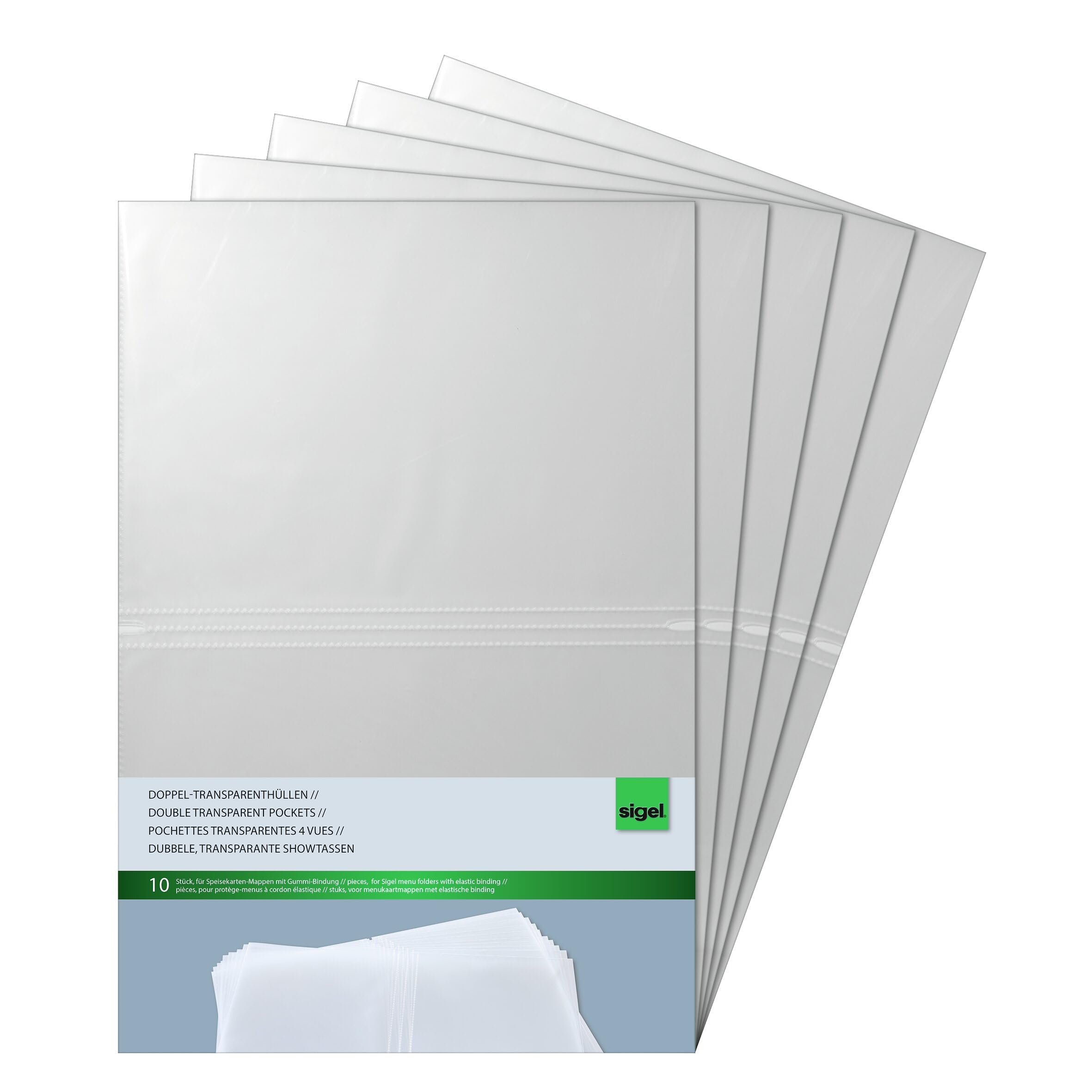 SIGEL SM180 Double Transparent Pockets, for menu cover with elastic binding, for A4, 50 Pieces