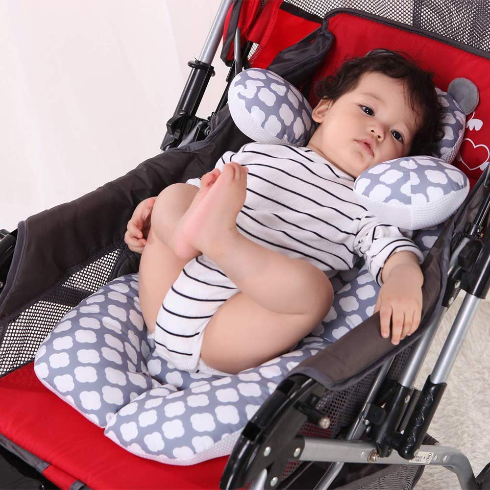 Infant Car Seat Insert, Cotton Baby Stroller Liner Head and Body Support Pillow, Infant Seat Pad Carseat Neck Support Cushion for Toddler (Cloud)