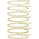 Extra Large Anklets for Women Large Ankle, 14K Real Gold Stack Anklets for Women Waterproof, 10"+2" Adjustable Non Tarnish Large Ankle Bracelets for Women Big Ankles, Ankle Bracelets Set Vacation Jewelry