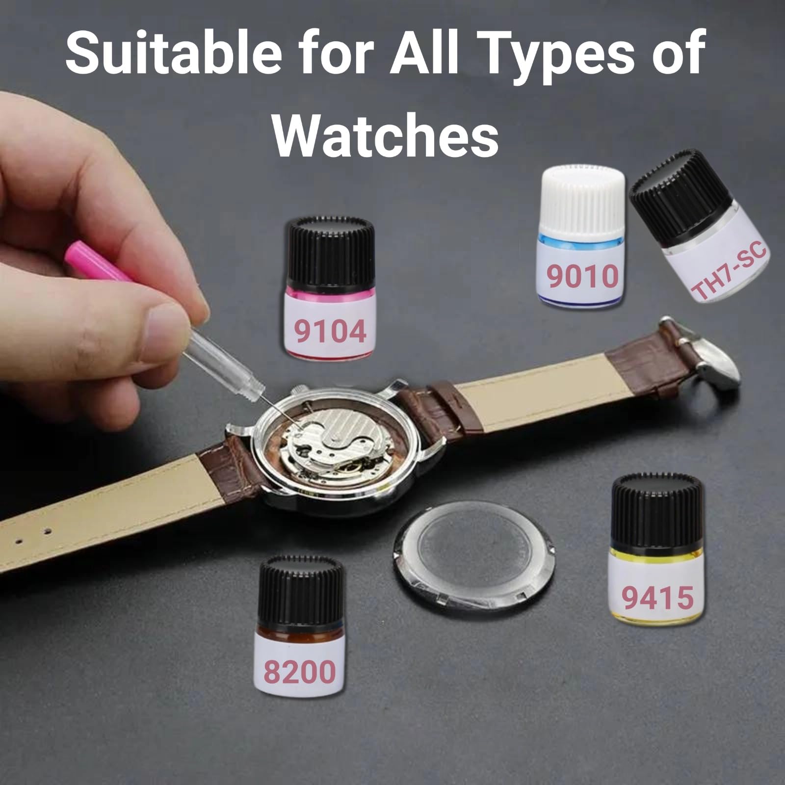 DHASUWT 5PCS Watch Oil Kit Synthetic Lubricating Oil, Smooth Repair Tool for Watchmaker Workers, Lubricant Watchmaker Tools for All Watch Movements, Watch Repair Tools & Kits