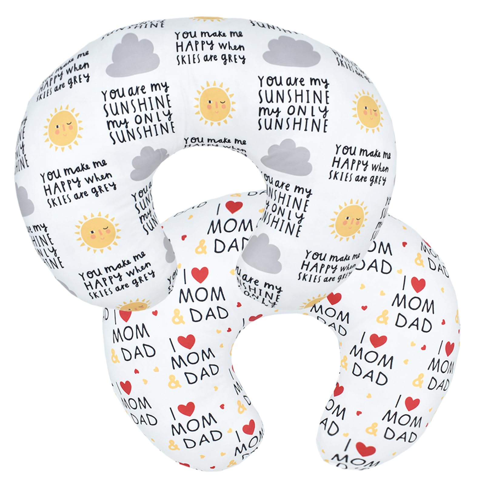 Winmany Baby Nursing Pillow Cover Infant Removable Breastfeeding Pillow Cover Cute Pattern Newborn Nursing Pillowcase Slipcovers Cushion Cover for Girls Boys 22.5 x 18" (Love Mom Dad) — image 1