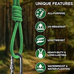 TECEUM Rope – 90 Feet x 1/4 Inch (7mm) – Green