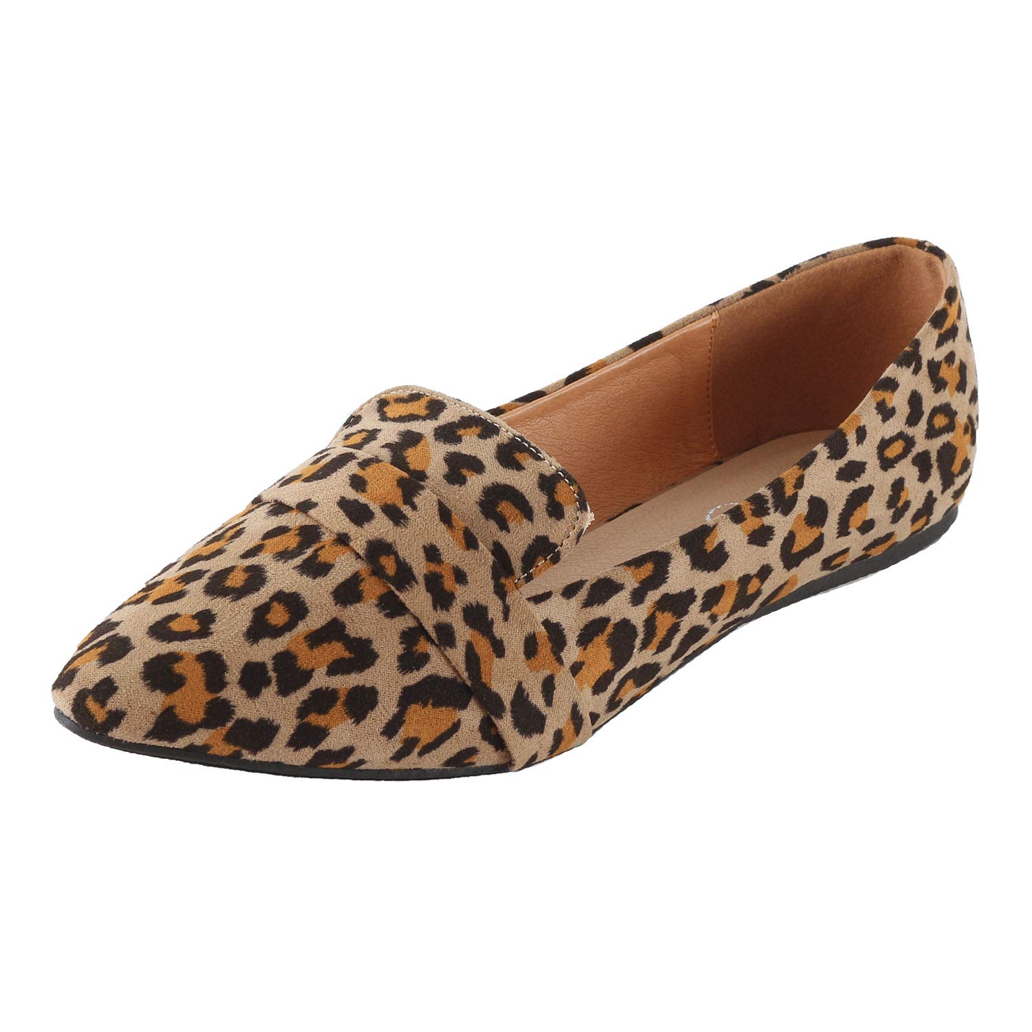 Guilty Heart Women Soft Comfortable Pointy Toe Slip On Penny Loafer Flats (7.5 M US, 06 Leopard)