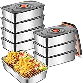 Blushtier 8 Set 60oz Stainless Steel Food Storage Containers Reusable Metal Meat Marinating Container with Lids Fruit Lunch Storage Box for Leftovers,dishwasher and Freezer Safe 1800ml