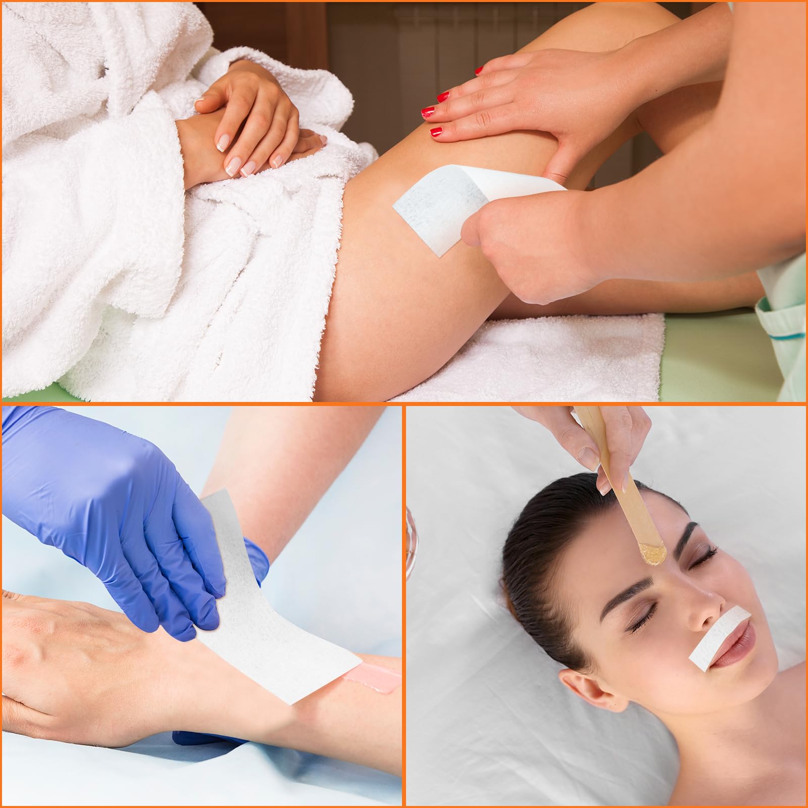 Blulu 400 Wax Strips Non Woven for All Skin Types Facial and Body Hair Removal Wax Paper Strips Epilating for Leg, Chest, Back, Intimate Area And Face 10 x 3.8 cm(White)