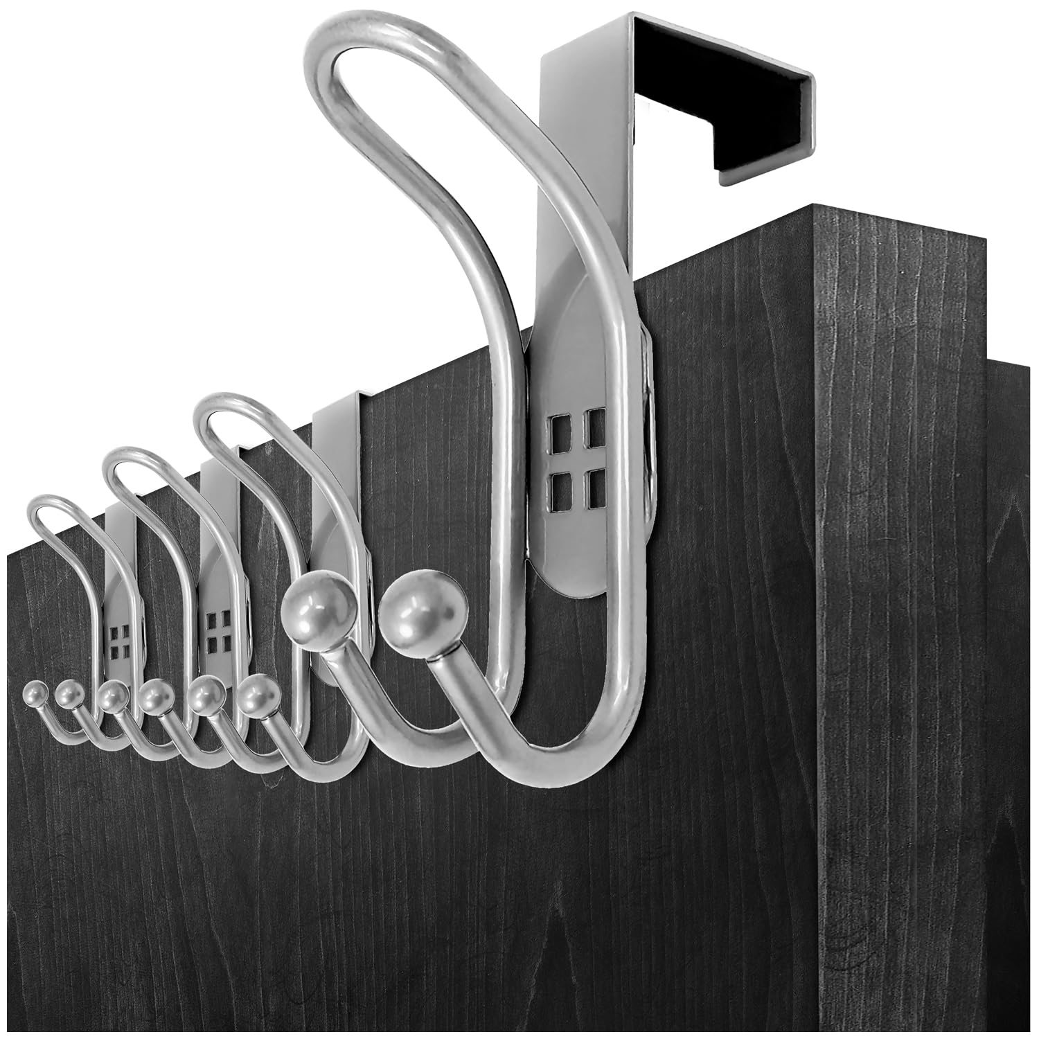 com-four® 4X Door Hooks - Double Coat Hooks with Foam Protection for Room and Cupboard Doors - Coat Hooks for Hanging Without Drilling - Metal Towel and Jacket Holder
