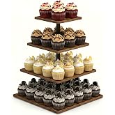 Wooden 4 Tier Cupcake Stand for 50 Cupcakes,Cupcake Holder,Cupcake Tower,Tiered Tray Stand for Birthday Bar D&eacute;cor Weddings,Parties Events, Dark Brown