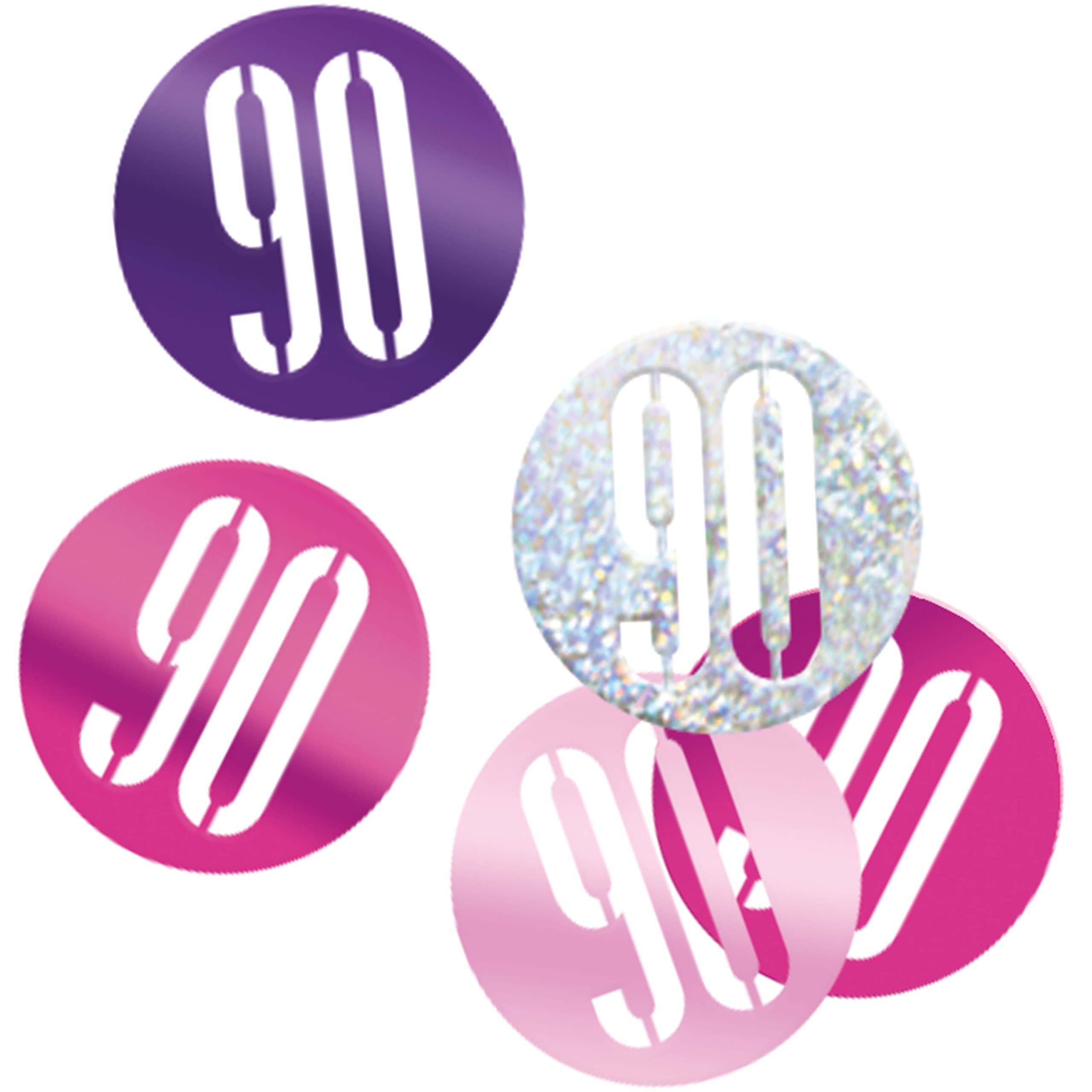 Unique 83858 Pink Number Age 90 Cutout Confetti-5 oz 1 Pack, Age