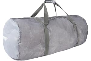 GSE GAMES & SPORTS EXPERT Grey Heavy-Duty Large Mesh Sports Duffle Bag, Dry Bag, Diving Equipment Scuba Bag with Zipper. Great for Gym Workout, Sport Balls Storage, Scuba Gear, Snorkeling, Water Sports and Travel