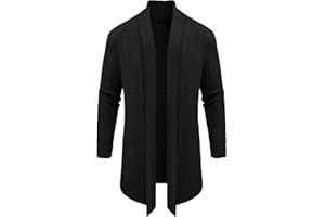 COOFANDY Mens Shawl Collar Long Cardigan Knit Ruffle Fashion Sweater Drape Cape