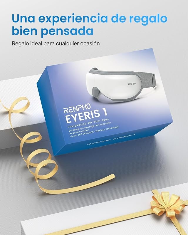 Eyeris 1- Massageador Ocular com Calor, Música Bluetooth, Massagem Vibratória, Massageador Dobrável para Aliviar a Tensão Ocular Olho Seco Melhora o Sono, Presentes Originais para Mulheres
