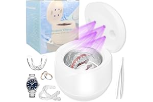 BAZEN Ultrasonic Retainer Cleaner Machine - 45kHz Deep Cleaning for Dentures, Aligners, Mouth Guards, Whitening Trays, Toothbrush Heads, and Braces 200ML Portable Ultrasonic UV Retainer Cleaner for Dentures