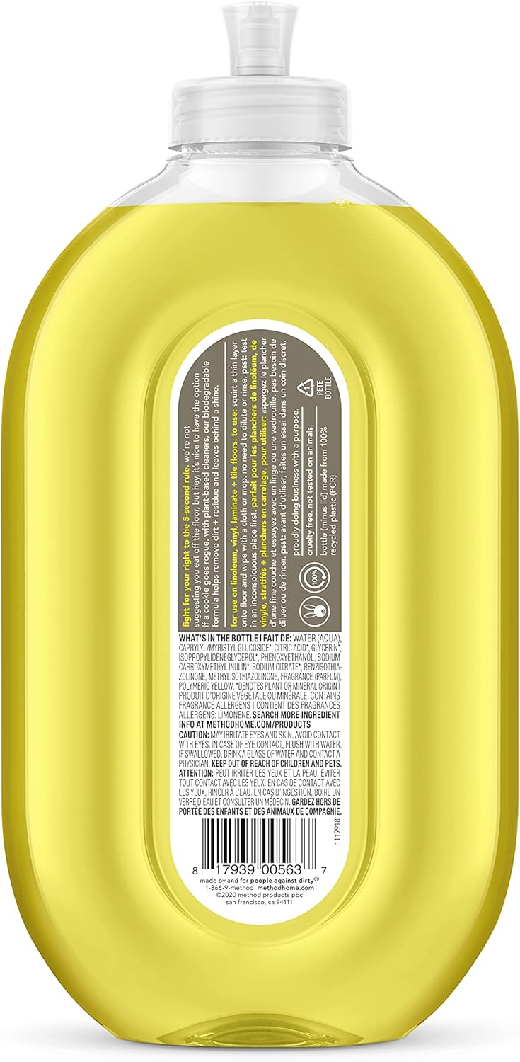 Method Hard Floor Cleaner, Easy Squirt + Mop Design Covers Floor in Fewer Sweeps, Best Used on Tile, Laminate, and Other Hard Floors, Lemon Ginger Scent, 739 ml Bottles, 6 Pack, Packaging May Vary: Industrial & Scientific