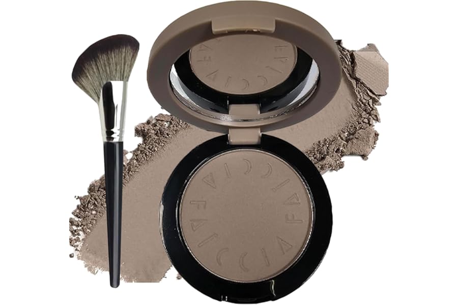 Okerker Cool Toned Contour Palette with Mirror, Taupe Grey Contour Powder for Fair Pale Light Cool Toned Skin, Nose Contouring Bronzer Powder with Face Brush