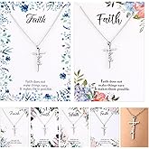 Sopoloray 12 Sets Christian Easter Faith Cross Necklace,Baptism Christian Necklace with Vintage Bible Verse Card,Religious Jewelry Gifts for Women Church Coworker