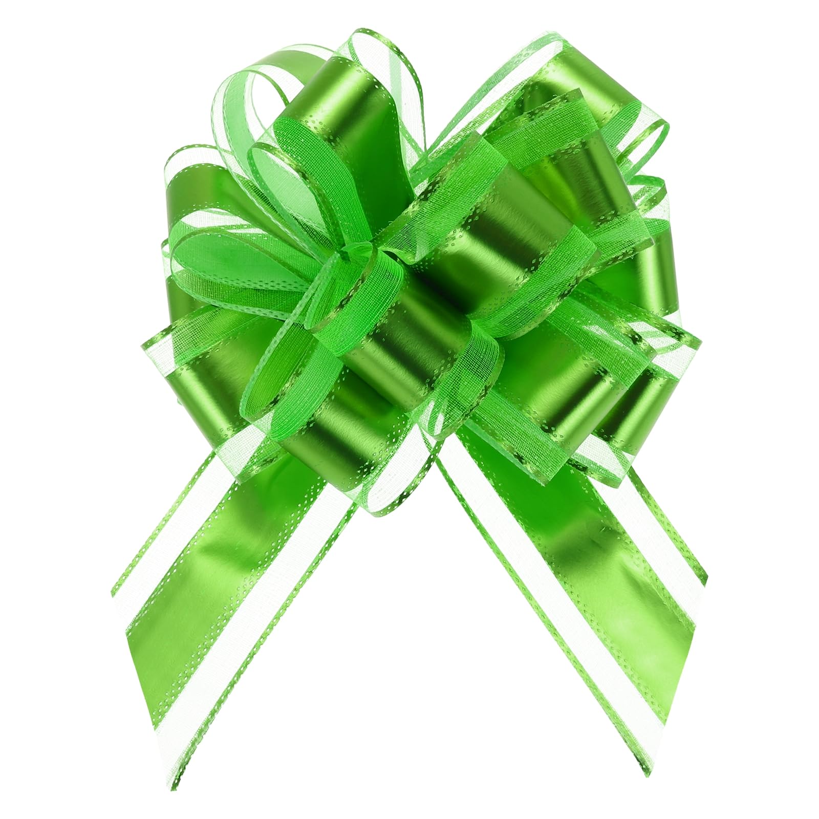 Uxcell 12pcs 8 Inch Extra Large Pull Bow Metallic Gift Wrapping Bows Ribbon Organza Dark Green for Wedding Baskets Presents Christmas Party