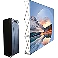 Tiger-Hoo Hook and Loop Tension Fabric Straight Pop Up Display Stand 8'x8' (3x3) with Hard Box and Wheels for Trade Show Booth Display Frame
