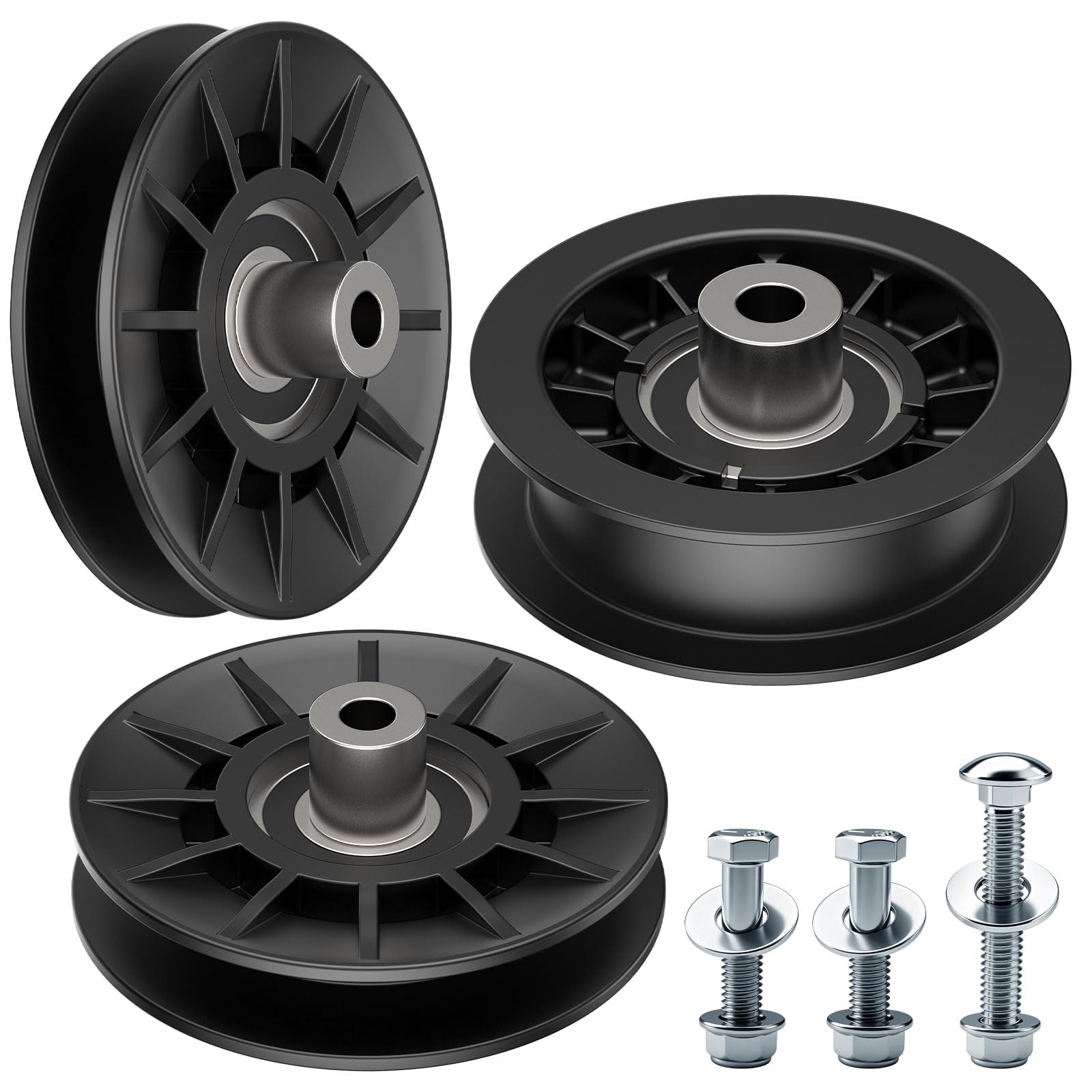 Photo 1 of 532194326 V-Groove Idler Pulley and 532194327 Flat Idler Pulley Kit Compatible with Husqvarna Riding Lawn Mowers, Replaces 280-6630, 194327, 705080, 13179, 705079, 194326, 280-6590, 194326