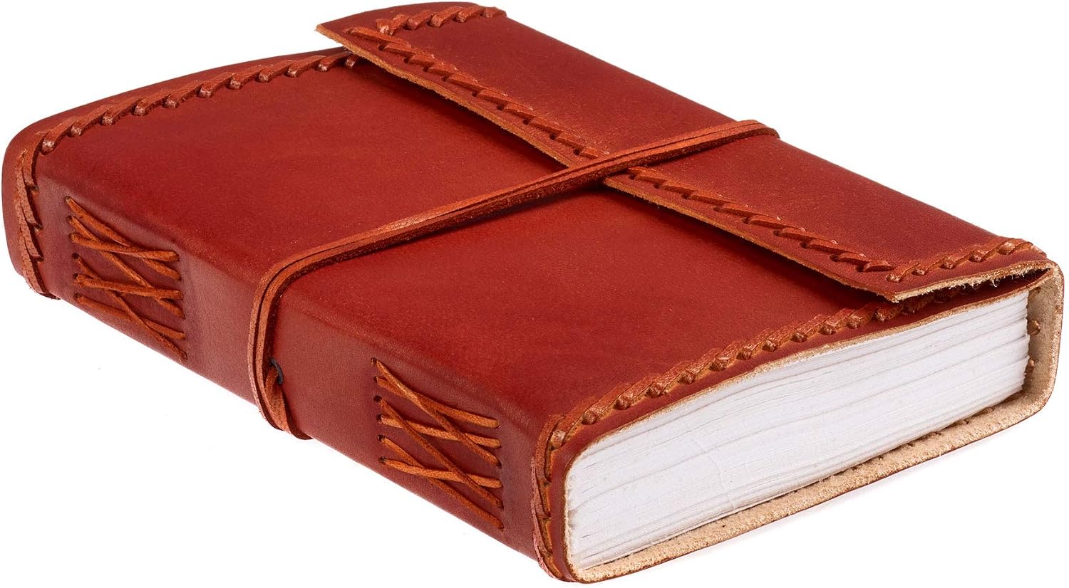 Leather Journal Notebook Large Stitched 135 x 185mm, Brown - Image 4