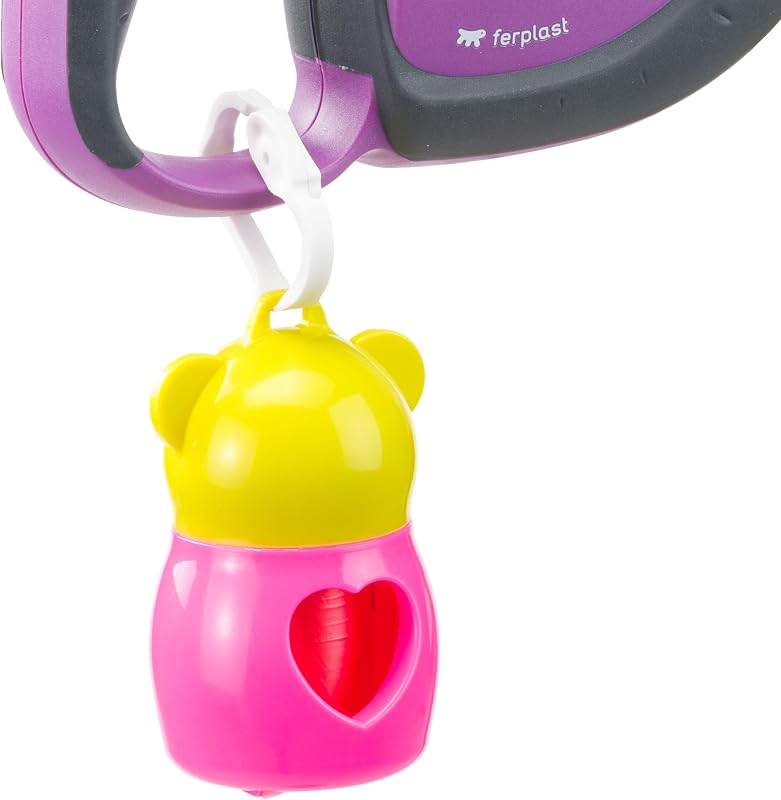 Laisse Chien Enrouleur FLIPPY TECH, Laisse Chiens de Taille Moyenne jusqu'à 25 Kg. Sangle Extensible max 3 m. Bouton de verrouillage et de déverrouillage unique, violet