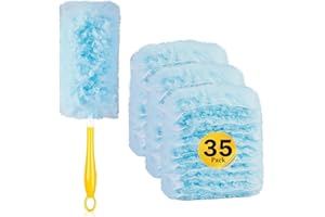 LAWFYMORI Duster Refills for Swiffer Dusters, 35 Count 360 Heavy Duty Duster Disposable Refills with 1 Upgrade Handle, Duster Kit for Cleaning