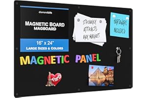 DLDIRECT Diamond Life Magnetic Board - Memo & Vision Board for Home, Office, and Classroom - Magnet Board for Kids - Pre-drilled Mounting Screws Included (Black 16"x24")