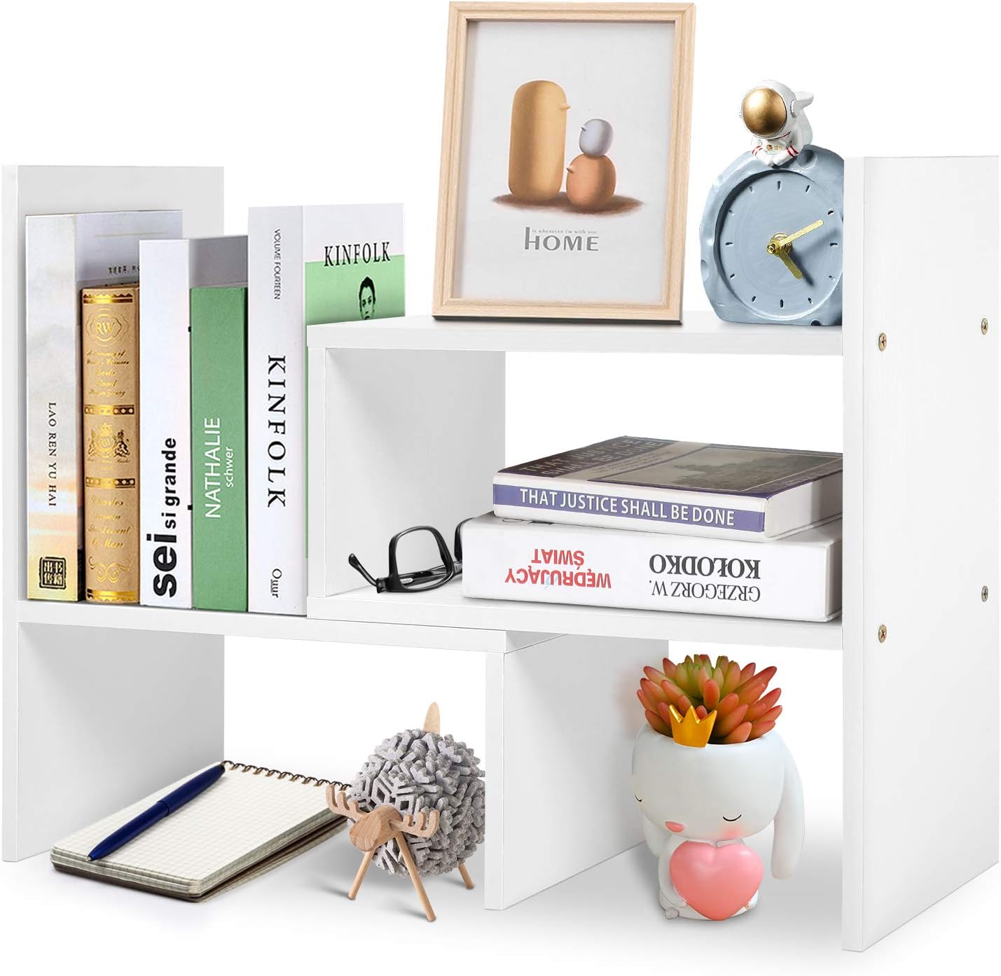 Desktop Bookshelf Organiser, Adjustable Bookshelf Bookcase, Expandable