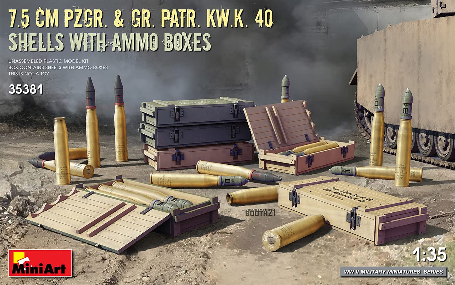Miniart 1:35-7.5cm Pzgr & Kw.K 40 Shells & Ammo Boxes