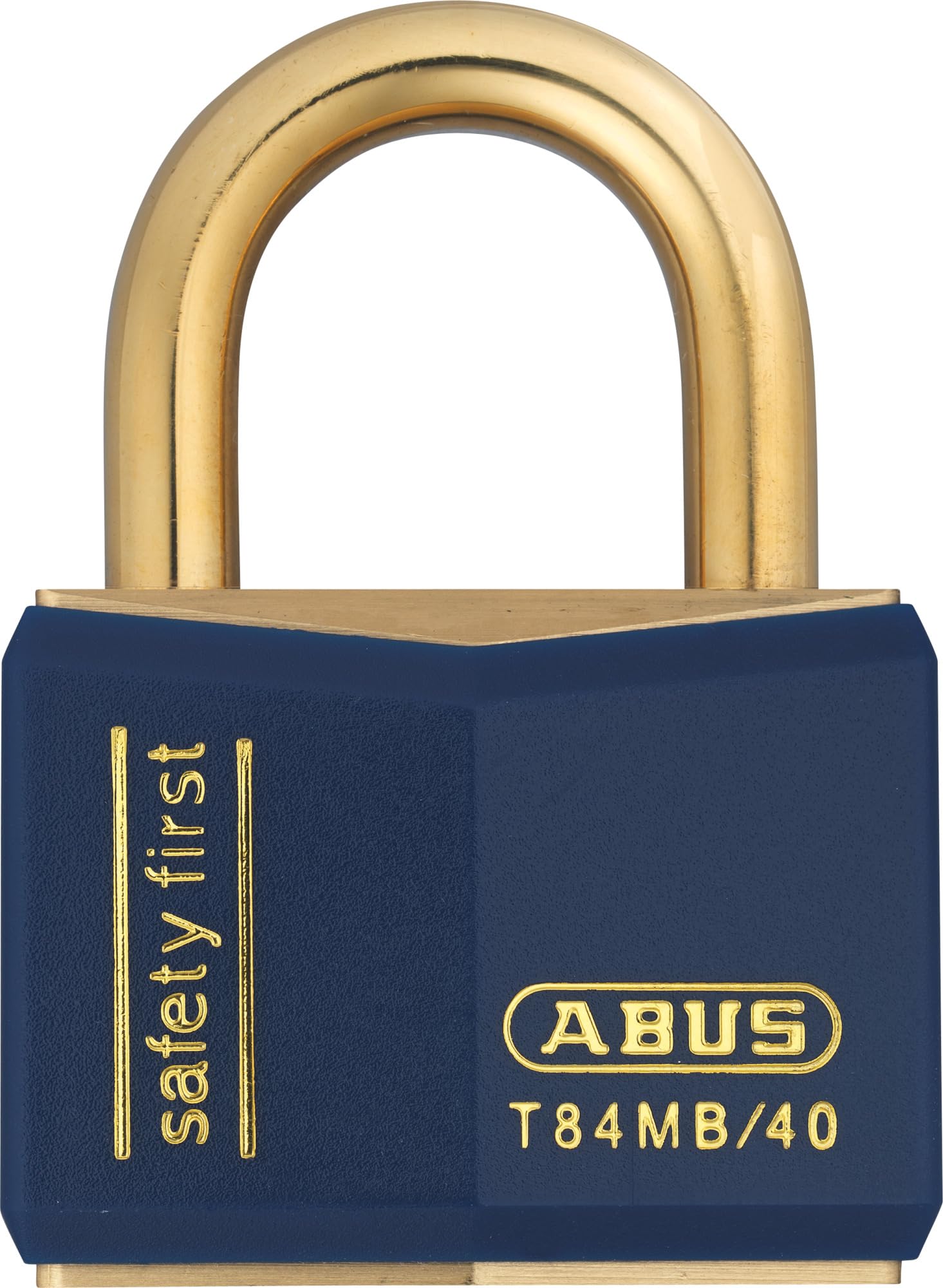 ABUS Padlock T84MB/40 Nautic - Stainless Brass - Anti-Picking Security - Lock Made of Antistatic Material and with Vinyl Coating - for Versatile Applications Outdoor - 40mm Width, Blue