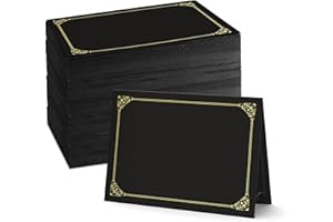 BELLE KR® Black Certificate Holders 8.5 x 11, 100 Pcs - Used as Award Certificate Folders with Gold Foil Border for Letter Size 8.5" x 11" Certificates, Awards, Documents and Diplomas