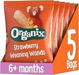 Organix Strawberry Weaning Wands Organic Baby Snack 6+ Months 25 g Pack of 5