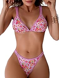 TASHEHE Women's Bikini Set High Leg Cut Double