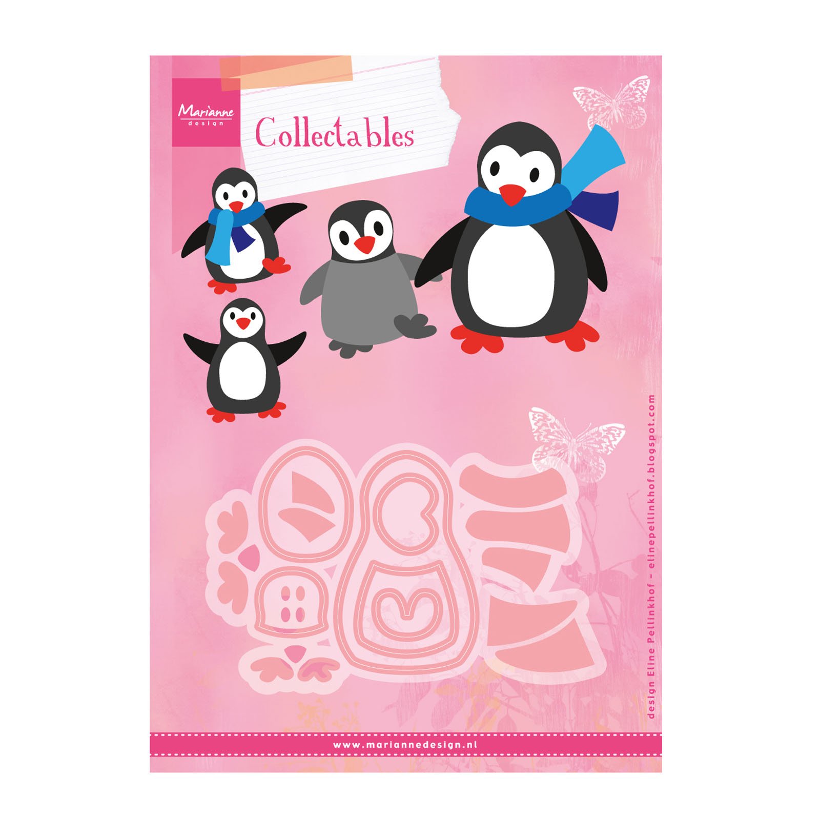 Marianne Design Collectables Eline's Penguin Die, Pink,21.1 x 15.5 x 0.2 cm