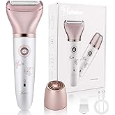 Electric Razors for Women - Painless 2-in-1 Shaver for Women Hair Remover for Face, Legs and Underarm Wet & Dry, Portable Bikini Trimmer, Lady Hair Removal with 2 Trimmer Heads- Micro USB Recharge
