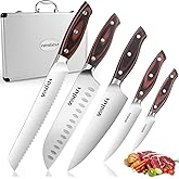 MOSFiATA Kitchen Knife Set-5Pcs, Professional Kitchen Chef’s Knives with Ultra Sharp Stainless Steel Blades, Bread Knife Cooking Knives Sets (silver)