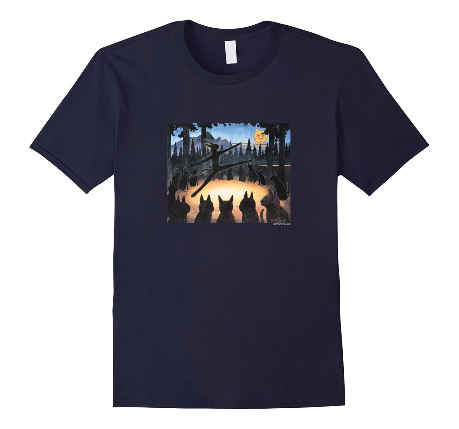 Moondance T-Shirt Full Moon Cats Monte Dolack-ANZ