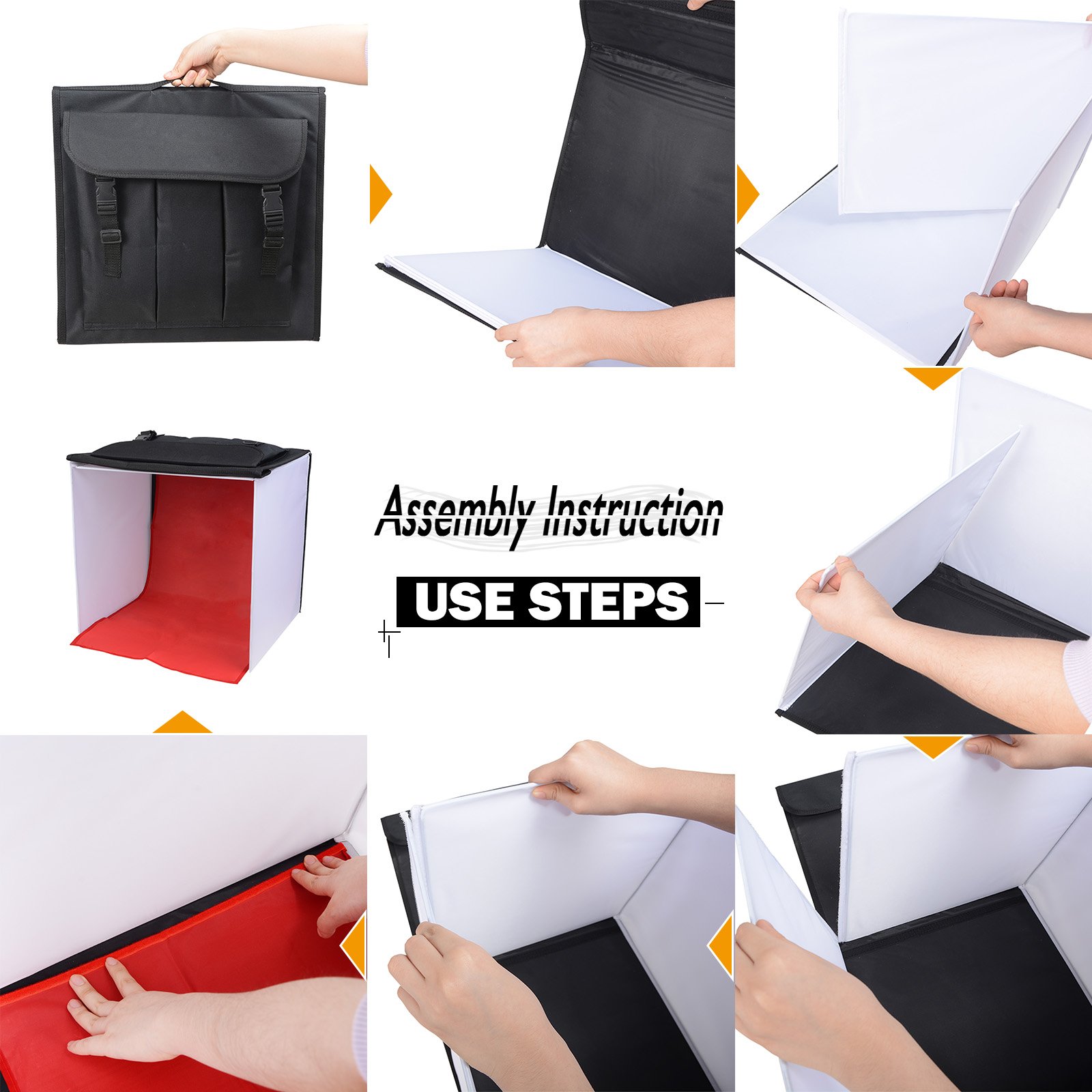 Voilamart Photo Shooting Tent Mini LED Studio Photo Box Portable Photography Cube Box with Four Backdrops, 5500K Continuous Lighting Kit, 40x40cm/16x16 Inch