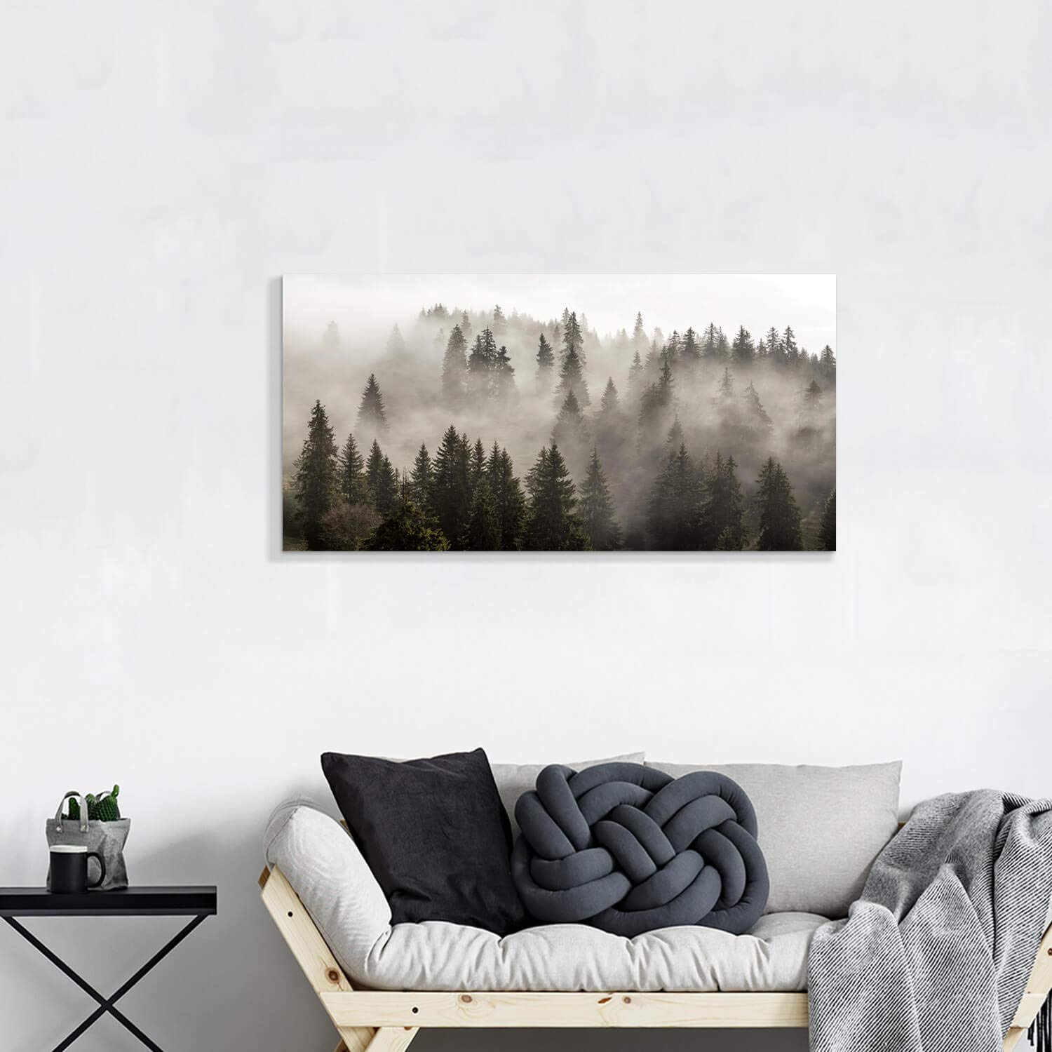 Foggy Forest Canvas Wall Art: Landscape Mountain Artwork Photographic Print Pictures for Bedrooms(40"x 20"x 1 Panel)