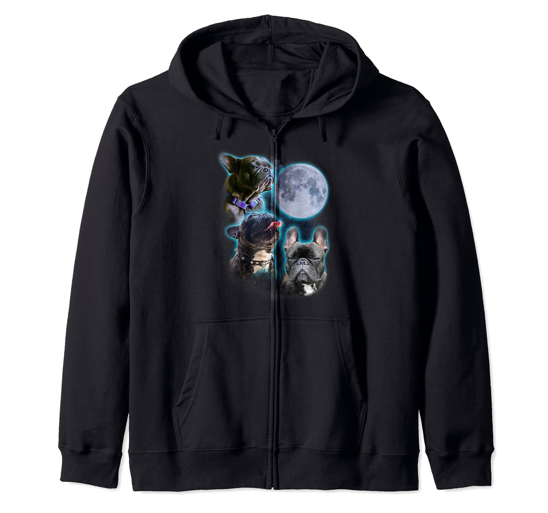 Three frenchie moon Zip Hoodie