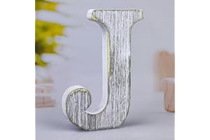 WOODOUNAI 8 Inch Wood Letters Unfinished Rustic Wood Letters for Wall Decor Decorative Standing Letters Slices Sign Board Decoration for Craft Home Party Projects (J)