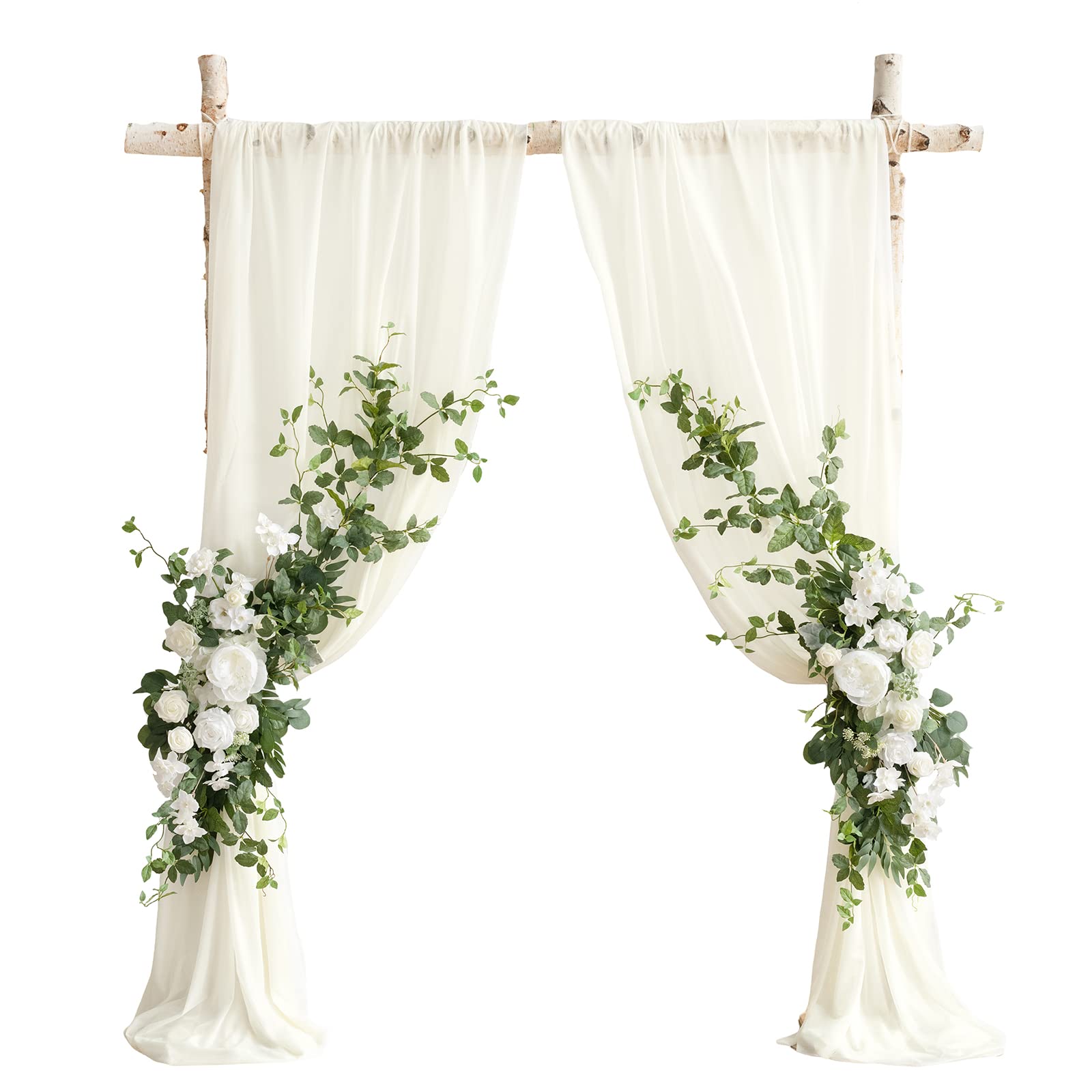Photo 1 of Ling's moment Artificial Eucalyptus Leaves Greenery Garland, 5.9ft 2pcs Fake Silk Long Vines Faux Wreath Realistic Stems for Table Centerpieces Wedding Outdoors Decor, White & Sage