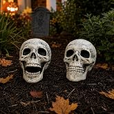 AISENO 2 PC Realistic Skeleton Skull Halloween Decorations for Outdoor Indoor Yard Decor Graveyard Life Size