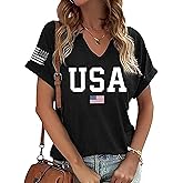 American Flag T-Shirt for Women Patriotic Graphic Tee 4th of July Independence Day Shirt Casual Short Sleeve Tops