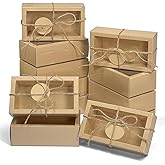 30 Sets Kraft Paper Cardboard Boxes, Internal Dimensions 5.5x2.7x2 inches Gift Boxes with Clear Window, Homemade Soap Box with Blank Tags and Jute String, Small Gift Boxes for Jewelry, Candy, Wrapping Party Favor