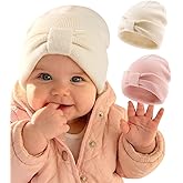 FURTALK Baby Beanie Winter Hat Knitted Warm Hat with Cute Bow Infant Toddler Cuffed Beanies