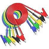 Goupchn 5PCS Alligator Clips Test Leads Dual Ended Crocodile Wire Cable with Insulators Clips Test Flexible Copper Cable for 