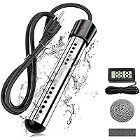 Immersion Water Heater,2000W Electric Submersible Water Heater with 304 Stainless Steel Cover,Portable Bucket Water Heater wi